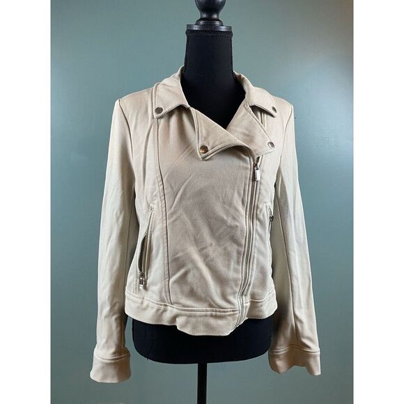 Tahari Silver Birch Blazer Moto Asymmetrical Zipper Short‎ Jacket Women's Small - Picture 1 of 14